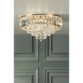 Photograph: Laura Ashley Vienna 3 Light Flush Crystal Ceiling Light With Antique Brass Metalwork