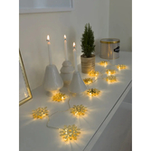 Photograph: Light Set, 10 Gold Snowflakes, 10 Warm White Led, B/O