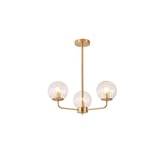 Photograph: Lorelei 3 Light Pendant/Semi-Flush Ceiling Light Brushed Brass With Clear Glass Globes