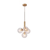 Photograph: Lorelei 4 Light Pendant Brushed Brass With Clear Glass Globes