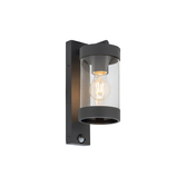 Photograph: Lucena Stainless Steel Dark Grey Exterior Porch Lantern Wall Light Complete With Glass Lens And Pir - IP23