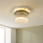 Photograph: Lucille 1 Light Antique Brass And Clear Glass Flush Ceiling Light