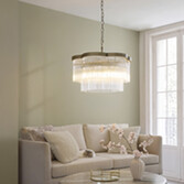 Photograph: Lucille 5 Light Antique Brass And Clear Glass 5 Light Pendant