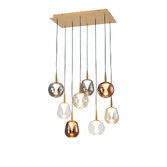 Photograph: Mantra Andromeda 53 x 33cm Rectangle Cluster Pendant Light In Gold Complete With Copper/Chrome/Amber/Clear/Frosted Glasses - 3000K