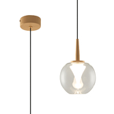 Photograph: Mantra Andromeda Led Single Pendant Light In Gold Complete With Round Clear/Frosted Glass - 3000K