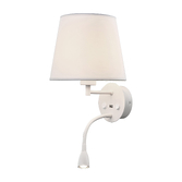 Photograph: Mantra Caicos 2 Light Matt White Switched Led Reader Wall Light Complete With Shade And Usb Charger - 3000K