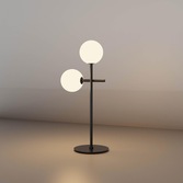 Photograph: Mantra Cellar 2 Light Table Lamp Black With Opal Glass Globes