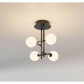 Photograph: Mantra Cellar 4 Light Semi-Flush Ceiling Light Black With Opal Glass Globes