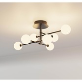 Photograph: Mantra Cellar 7 Light Semi-Flush Ceiling Light Black With Opal Glass Globes