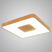 Photograph: Mantra Coin Large Square LED Flush Ceiling Light Wood Effect Complete With Remote Control - 2700K-5000K Tuneable