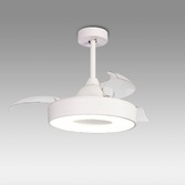 Photograph: Mantra Coin Mini White Semi-Flush Ceiling Fan Light C/W Remote Control - 2700K - 5000K