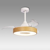 Photograph: Mantra Coin Mini Wood Effect Semi-Flush Ceiling Fan Light C/W Remote Control - 2700K - 5000K