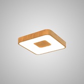 Photograph: Mantra Coin Small Square LED Flush Ceiling Light Wood Effect Complete With Remote Control - 2700K-5000K Tuneable