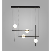 Photograph: Mantra Cuba 4 Light Criss Cross LED Linear Bar Pendant Black & Gold - 3000K