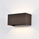 Photograph: Mantra Davos Rectangle Rust Adjustable Up And Down Led Exterior Wall Light - 3000K - IP54