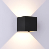 Photograph: Mantra Davos Square Black Adjustable Up And Down Led Exterior Wall Light - 4000K - IP54