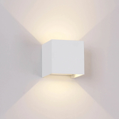 Photograph: Mantra Davos Square White Adjustable Up And Down Led Exterior Wall Light - 4000K - IP55