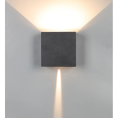 Photograph: Mantra Davos XL Square Black Adjustable Up And Down Dimmable Led Exterior Wall Light - 2700K - IP54