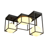 Photograph: Mantra Desigual Black Cage Semi-Flush 5 Light Complete With Opal Globes