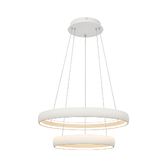 Photograph: Mantra Flats 59cm White 2 Tier Led Ring Pendant Light - Dimmable - 3000K