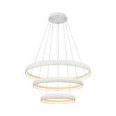 Photograph: Mantra Flats 59cm White 3 Tier Led Ring Pendant Light - Dimmable - 3000K