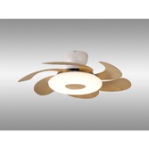 Photograph: Mantra Flowers White And Wood Led Ceiling Fan Light Complete With Remote - 2700K - 5000K