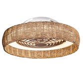 Photograph: Mantra Kilimanjaro Beige Ratton Finish LED Ceiling Light With Built-In Reversible Fan C/W Remote Control