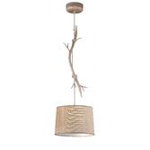 Photograph: Mantra M6179 Sabina Imiatation Wood Single Pendant Complete With Linen Shade