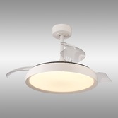 Photograph: Mantra Mistral Large White Suspended Led Ceiling Fan Light Complete With Remote Control - 2700K - 5000K