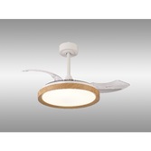 Photograph: Mantra Mistral Mini Wood Effect Suspended Led Ceiling Fan Light Complete With Remote Control - 2700K - 5000K