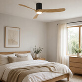 Photograph: Mantra Nemo II L Large Wood And Black Led Ceiling Fan Light C/W Remote Control - 3000K - 5000K