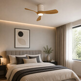 Photograph: Mantra Nemo II XS Wood And White Led Ceiling Fan Light C/W Remote Control - 3000K - 5000K