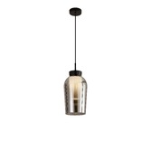 Photograph: Mantra Nora Black 1 Light Pendant Complete With Smoked Glass, Frosted Inner And Marble Detailing