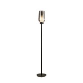 Photograph: Mantra Nora Black Floor Lamp With Smoked Glass, Frosted Inner And Marble Detailing