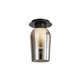 Photograph: Mantra Nora Black Flush Ceiling Light With Smoked Glass, Frosted Inner And Marble Detailing