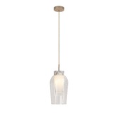 Photograph: Mantra Nora Gold 1 Light Pendant Complete With Clear Glass, Frosted Inner And Marble Detailing