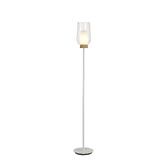 Photograph: Mantra Nora White Floor Lamp With Clear Glass, Frosted Inner And Wood Detailing