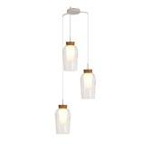 Photograph: Mantra Nora White/Wood 3 Light Adjustable Pendant Light Complete With Clear Glasses And Frosted Inners