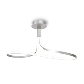 Photograph: Mantra Nur Silver/Frosted Large Semi Flush Ring Dimmable Led Ceiling Light - 3000K