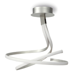 Photograph: Mantra Nur Silver/Frosted Large Twin Spiral Semi Flush Led Ceiling Light - 3000K