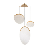 Photograph: Mantra Oasis 70cm 3 Light Cluster Pendant Gold With Unique Acrylic Lens: 40W LED: 3000K: Triac Dimmable
