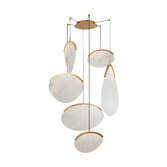 Photograph: Mantra Oasis 70cm 6 Light Cluster Pendant Gold With Unique Acrylic Lens: 80W LED: 3000K: Triac Dimmable