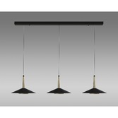 Photograph: Mantra Orion 3 Light LED Linear Bar Pendant Black & Antique Brass - 3000K