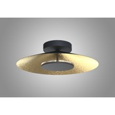 Photograph: Mantra Orion Large LED Round Flush Ceiling Light Black With Gold Leaf - 3000K