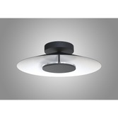 Photograph: Mantra Orion Large LED Round Flush Ceiling Light Black With White - 3000K