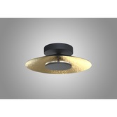 Photograph: Mantra Orion Medium LED Round Flush Ceiling Light Black With Gold Leaf - 3000K