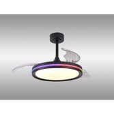 Photograph: Mantra Rafaga Semi-Flush Black RGB/White Led Ceiling Fan Light Complete With Remote - 3000K - 6500K - RGB