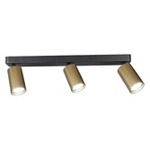 Photograph: Mantra Sal Matt Black/Satin Gold 3 Light Adjustable Bar Spotlight