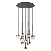 Photograph: Mantra Tonic 14 Light Round Pendant Light Compete With Black, Chrome, Copper And Copper Glasses Complete With 3000K GX53 Led Lamps