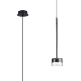 Photograph: Mantra Tonic Chrome/Black Single Pendant Light With Clear Glass Complete With 3000K GX53 Led Lamp